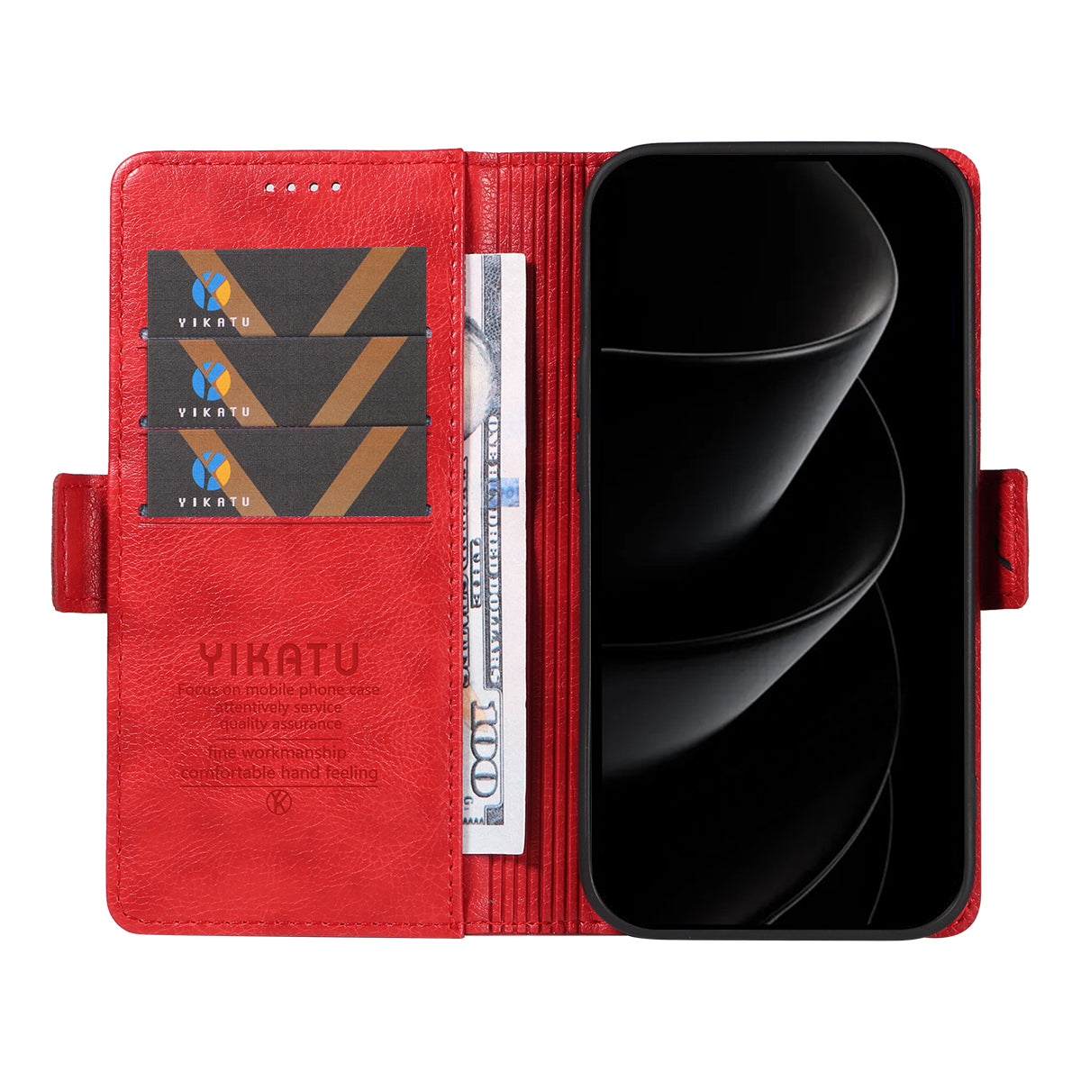 For iPhone 17 Pro Max Case YIKATU YK-007 Litchi Texture PU Leather Wallet Phone Cover - Red