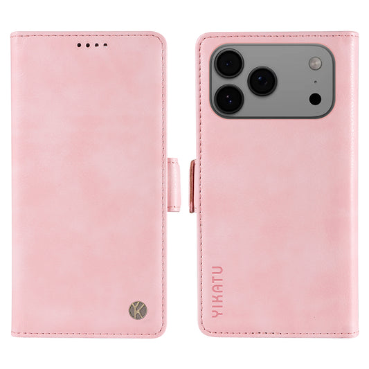 For iPhone 17 Pro Max Case YIKATU YK-007 Litchi Texture PU Leather Wallet Phone Cover - Pink