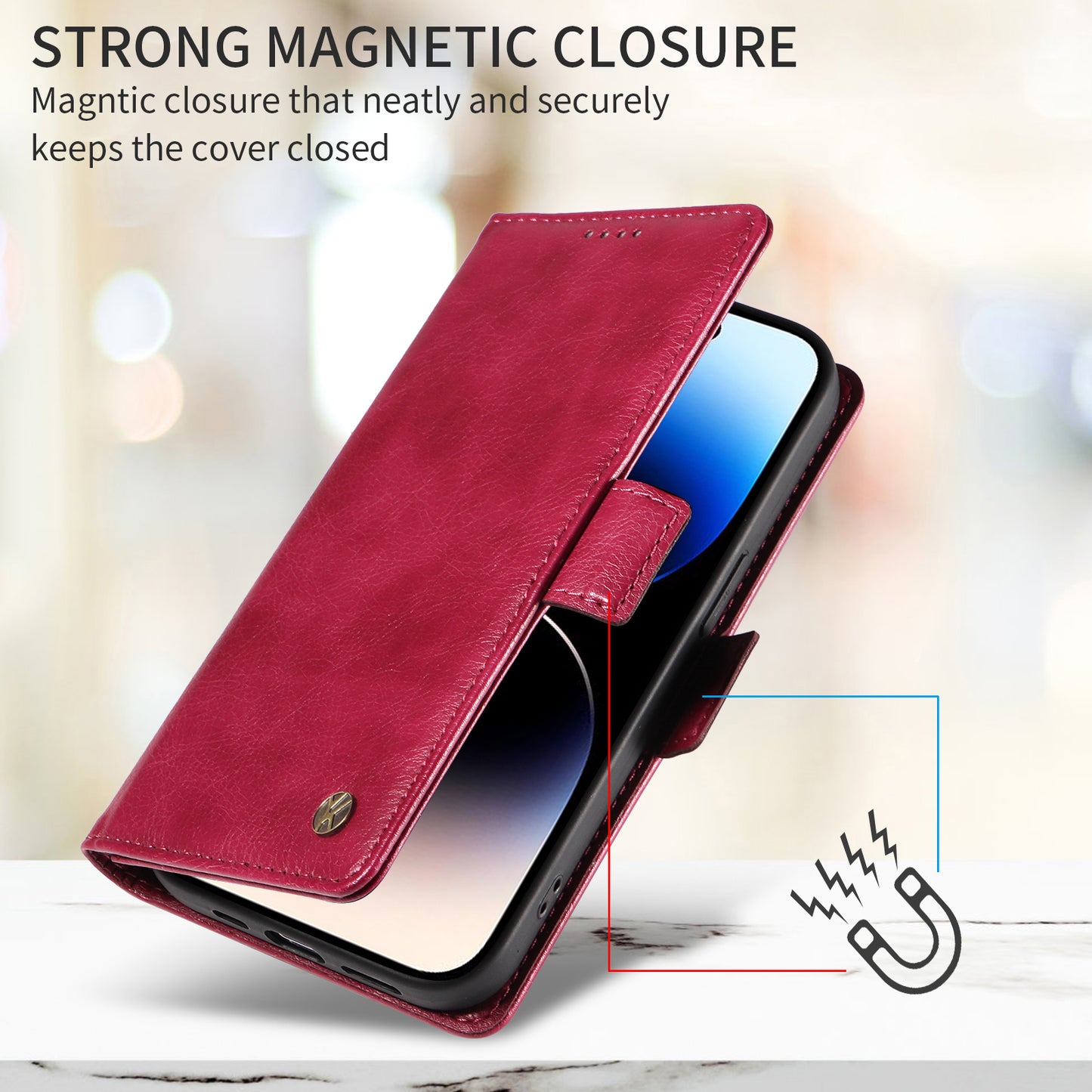 For iPhone 17 Pro Max Case YIKATU YK-007 Litchi Texture PU Leather Wallet Phone Cover - Wine Red