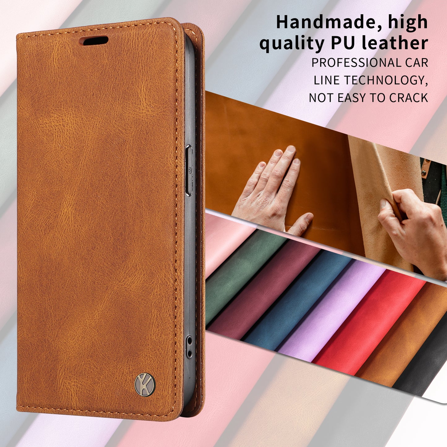 For iPhone 17 Pro Max Leather Cover YIKATU YK-004 Skin-Touch Wallet Phone Cases - Brown