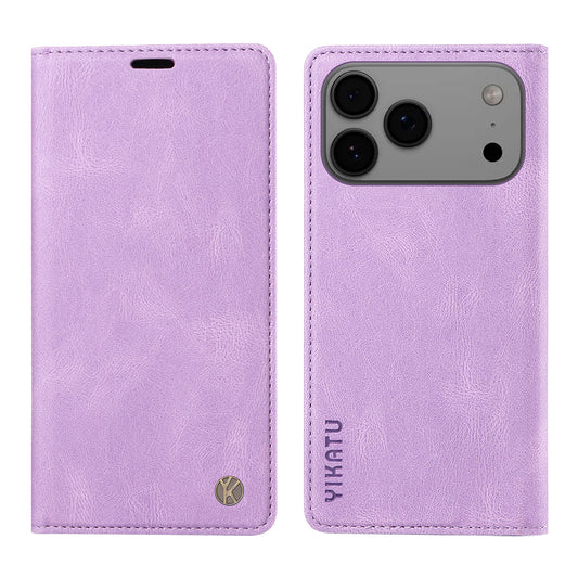 For iPhone 17 Pro Max Leather Cover YIKATU YK-004 Skin-Touch Wallet Phone Cases - Purple