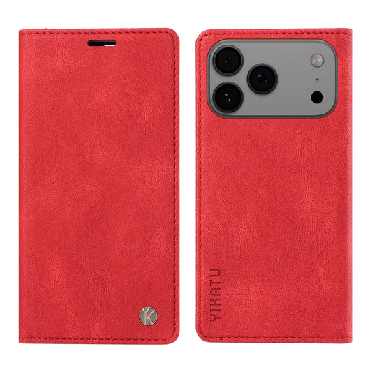For iPhone 17 Pro Max Leather Cover YIKATU YK-004 Skin-Touch Wallet Phone Cases -  Red
