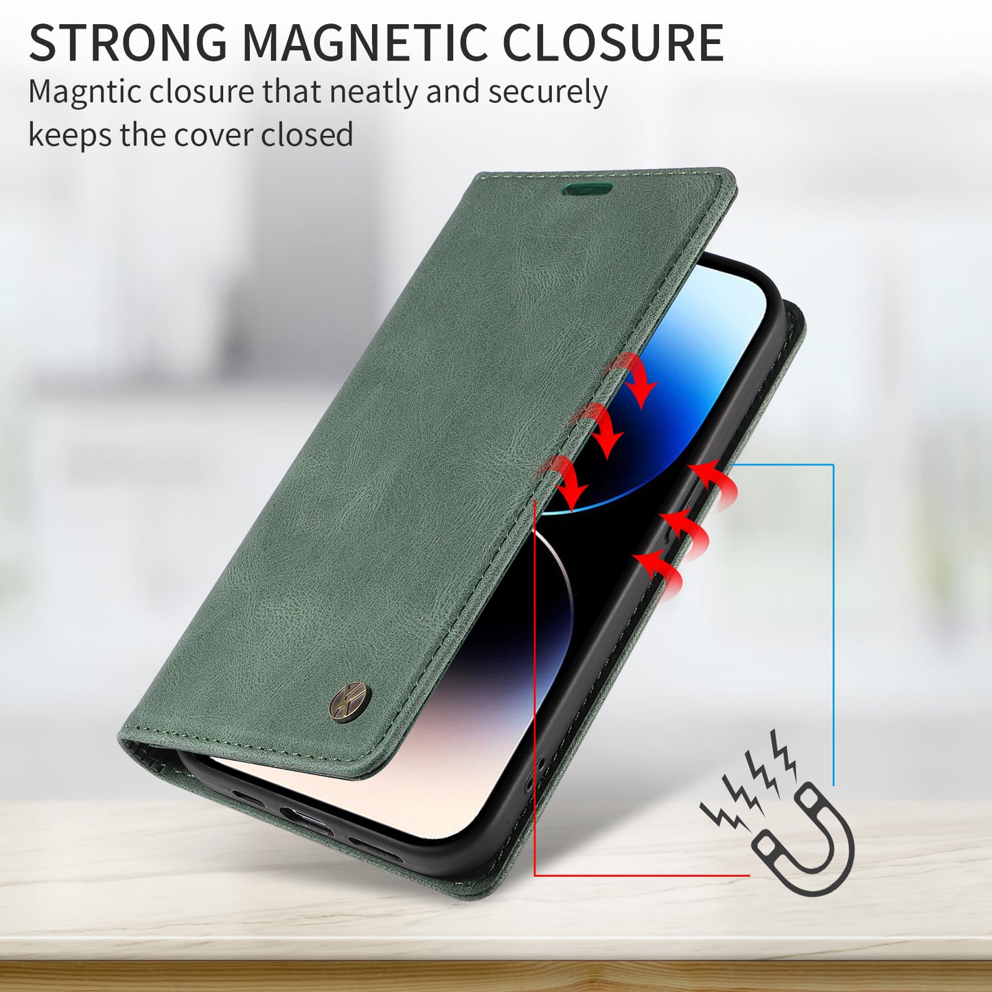 For iPhone 17 Pro Max Leather Cover YIKATU YK-004 Skin-Touch Wallet Phone Cases - Green