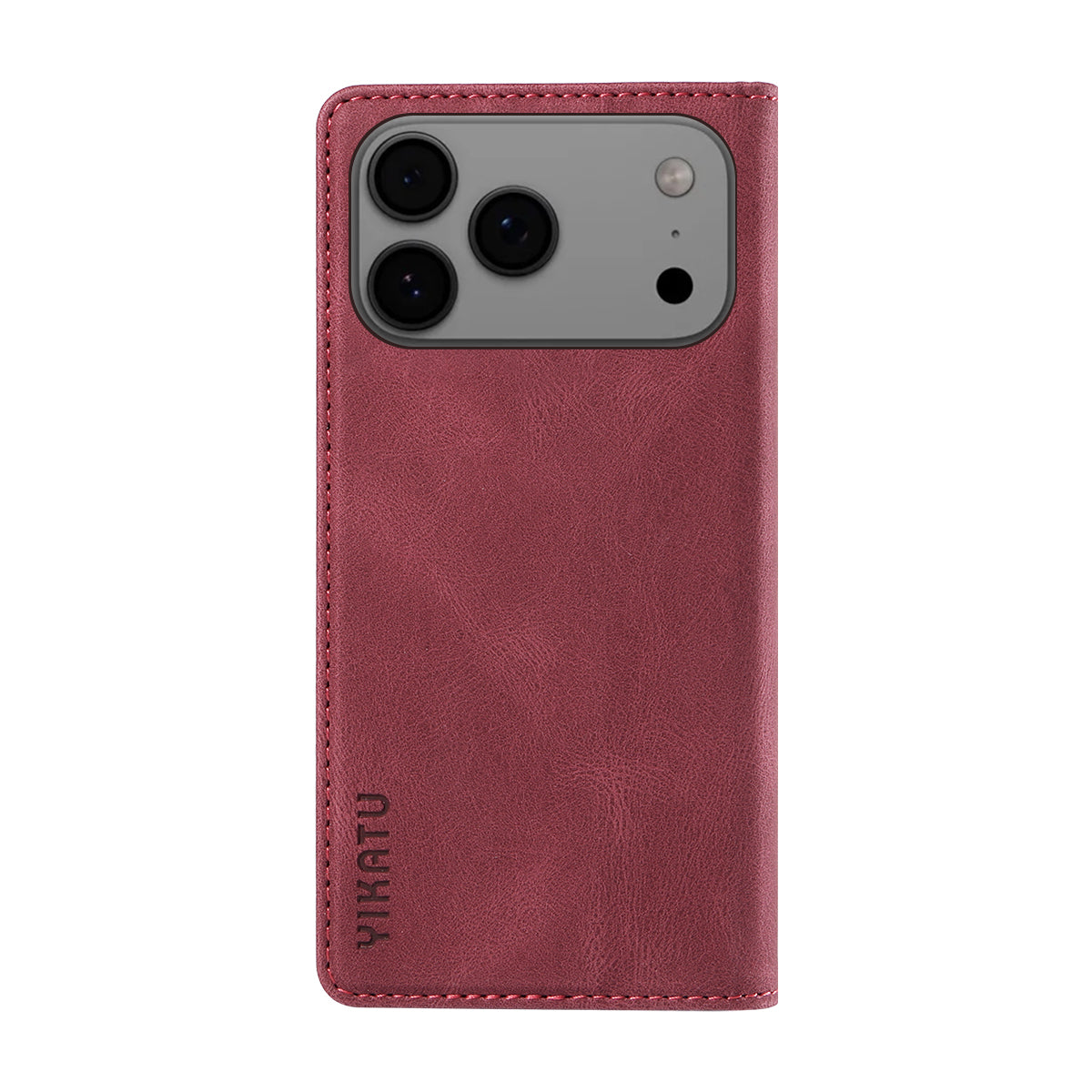 For iPhone 17 Pro Max Leather Cover YIKATU YK-004 Skin-Touch Wallet Phone Cases - Wine Red