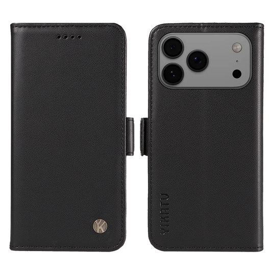 For iPhone 17 Pro Max Wallet Phone Case YIKATU YK-003 Leather Stand Cover -  Black