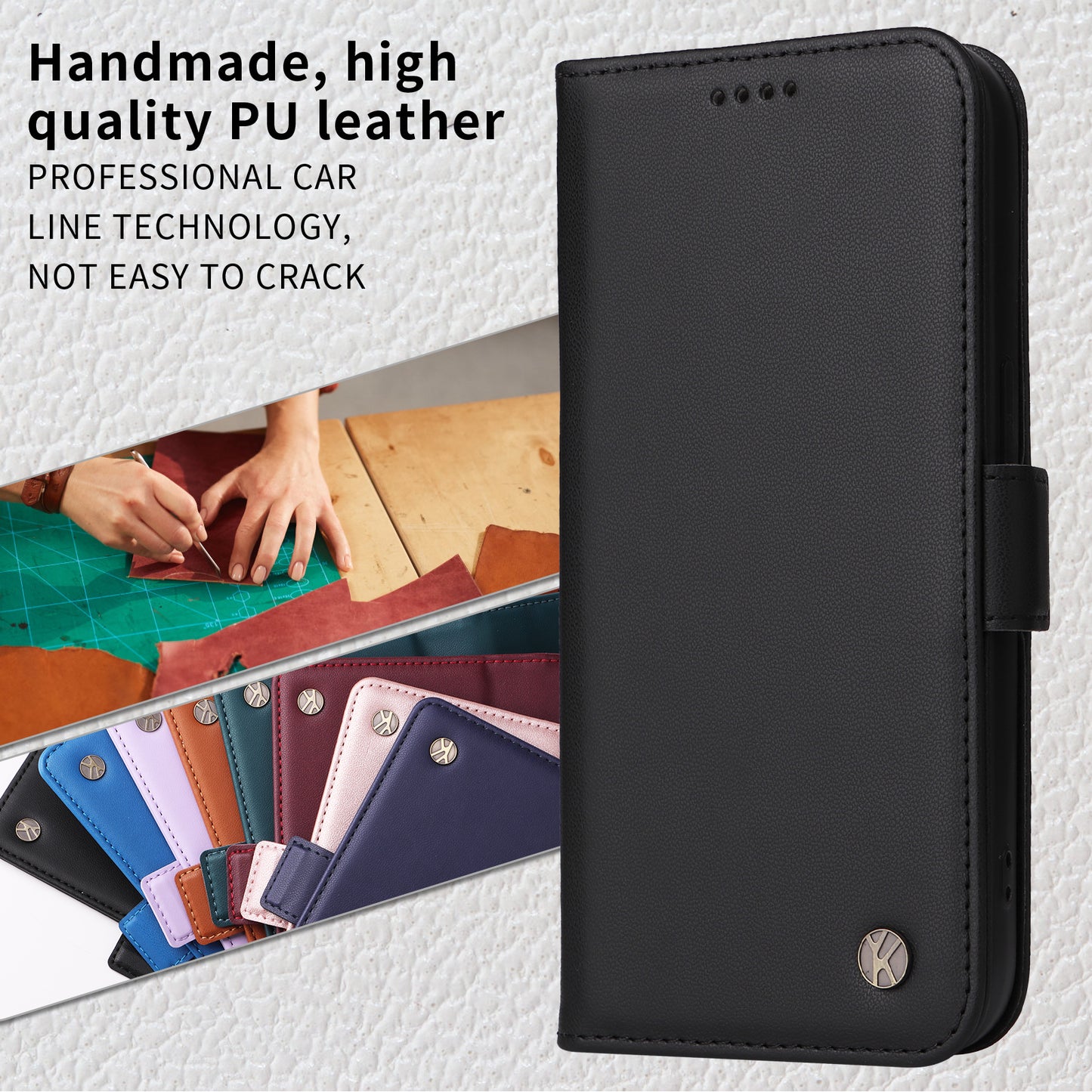 For iPhone 17 Pro Max Wallet Phone Case YIKATU YK-003 Leather Stand Cover -  Black