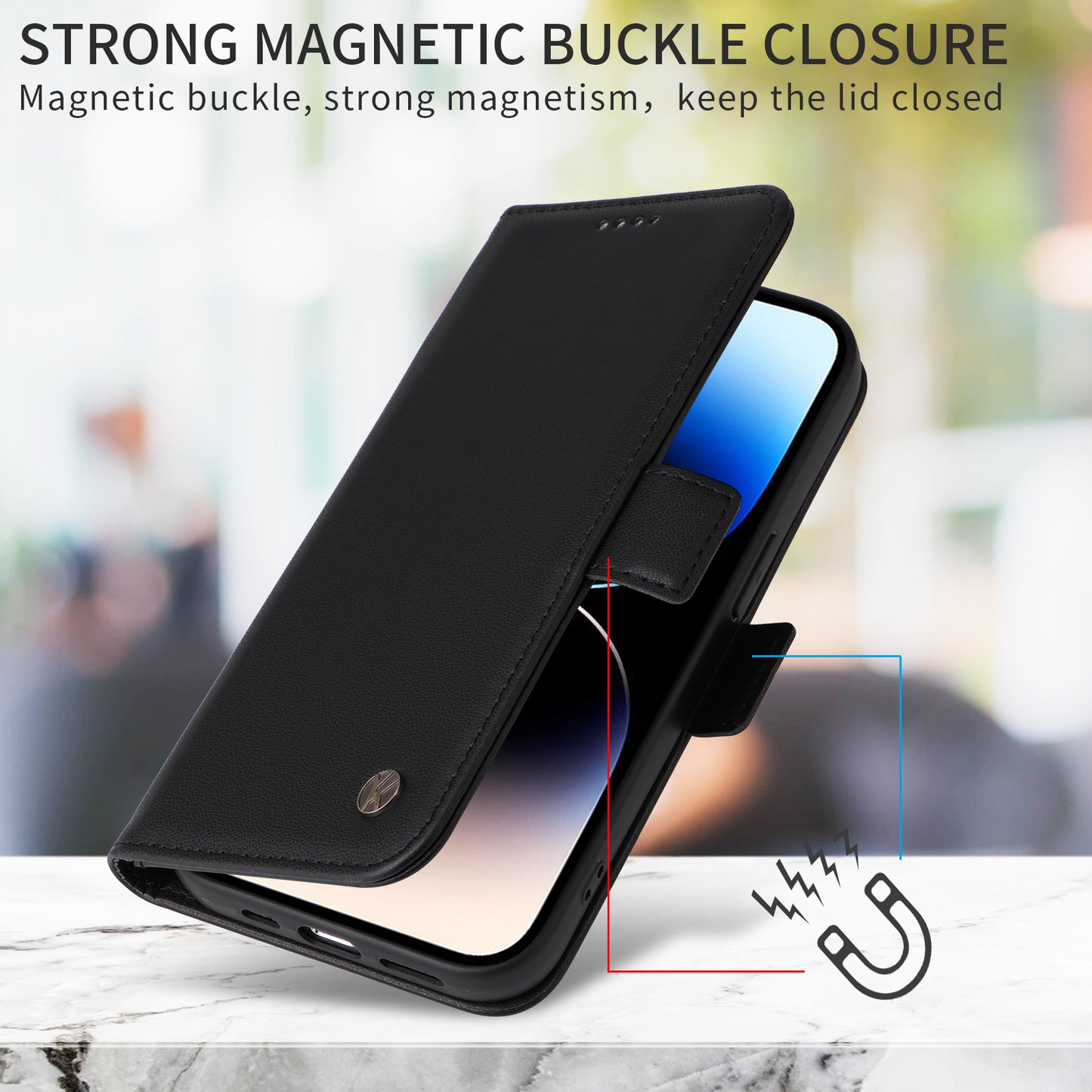 For iPhone 17 Pro Max Wallet Phone Case YIKATU YK-003 Leather Stand Cover -  Black