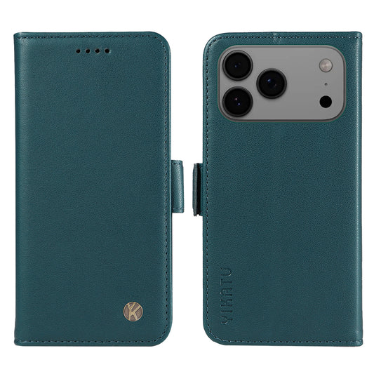 For iPhone 17 Pro Max Wallet Phone Case YIKATU YK-003 Leather Stand Cover - Green