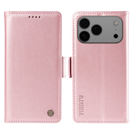 For iPhone 17 Pro Max Wallet Phone Case YIKATU YK-003 Leather Stand Cover - Rose Gold