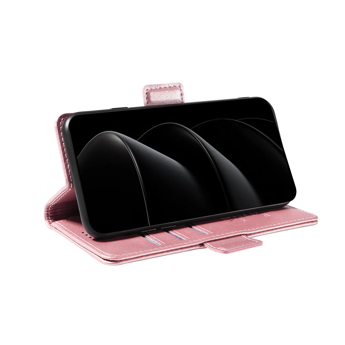 For iPhone 17 Pro Max Wallet Phone Case YIKATU YK-003 Leather Stand Cover - Rose Gold