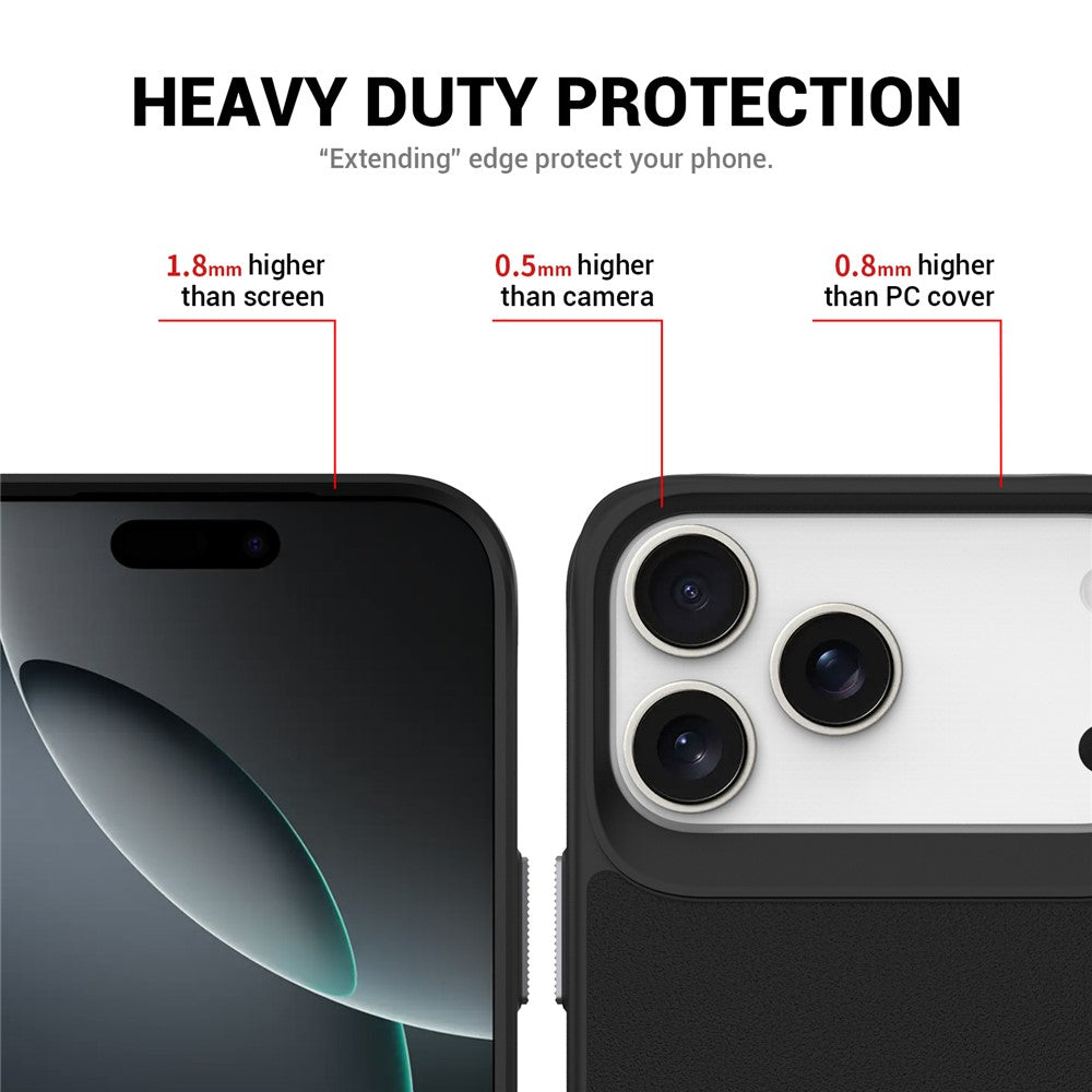 For iPhone 17 Pro Max Magnetic Case PC + TPU Phone Cover with Hidden Kickstand - Black