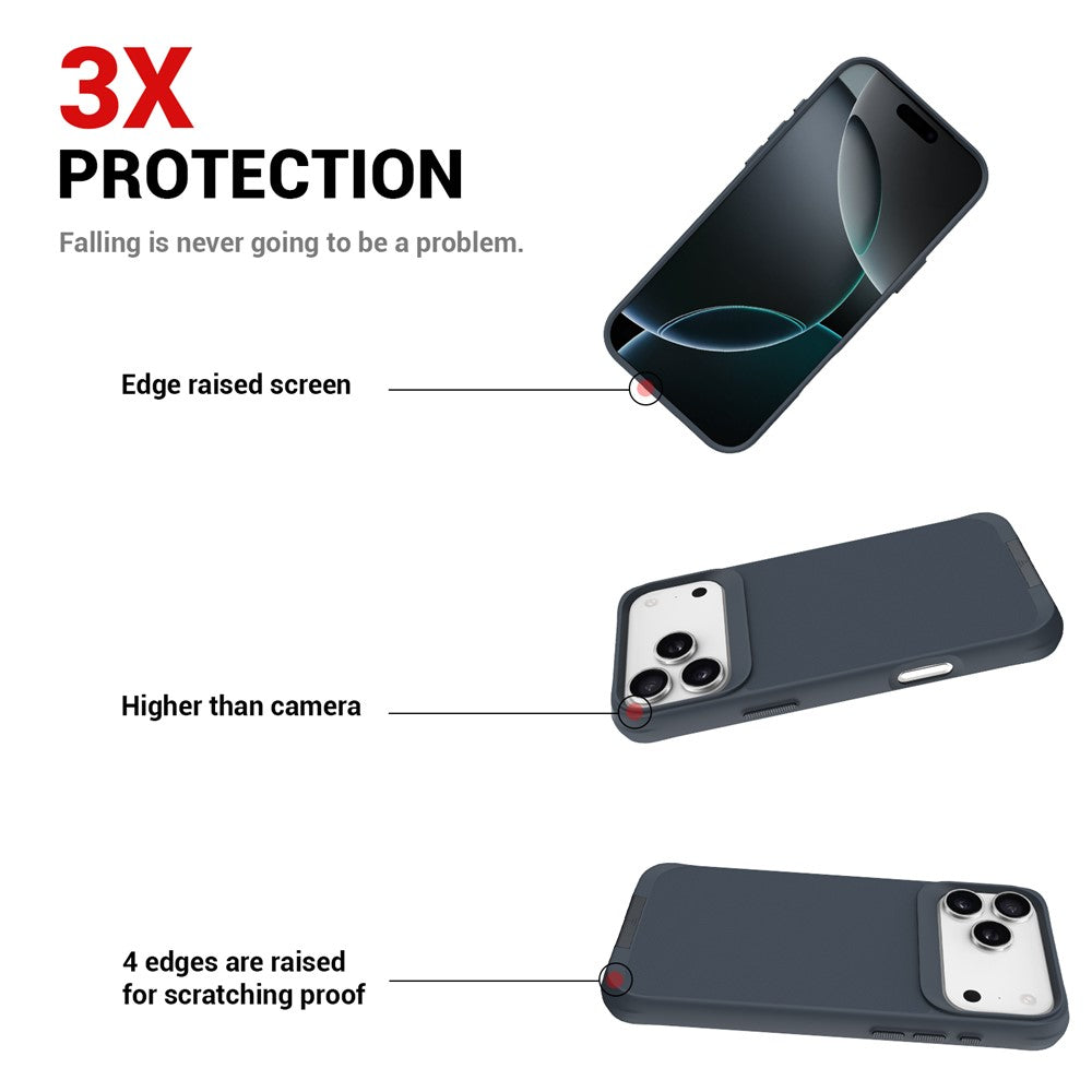 For iPhone 17 Pro Max Magnetic Case PC + TPU Phone Cover with Hidden Kickstand - Grey Blue