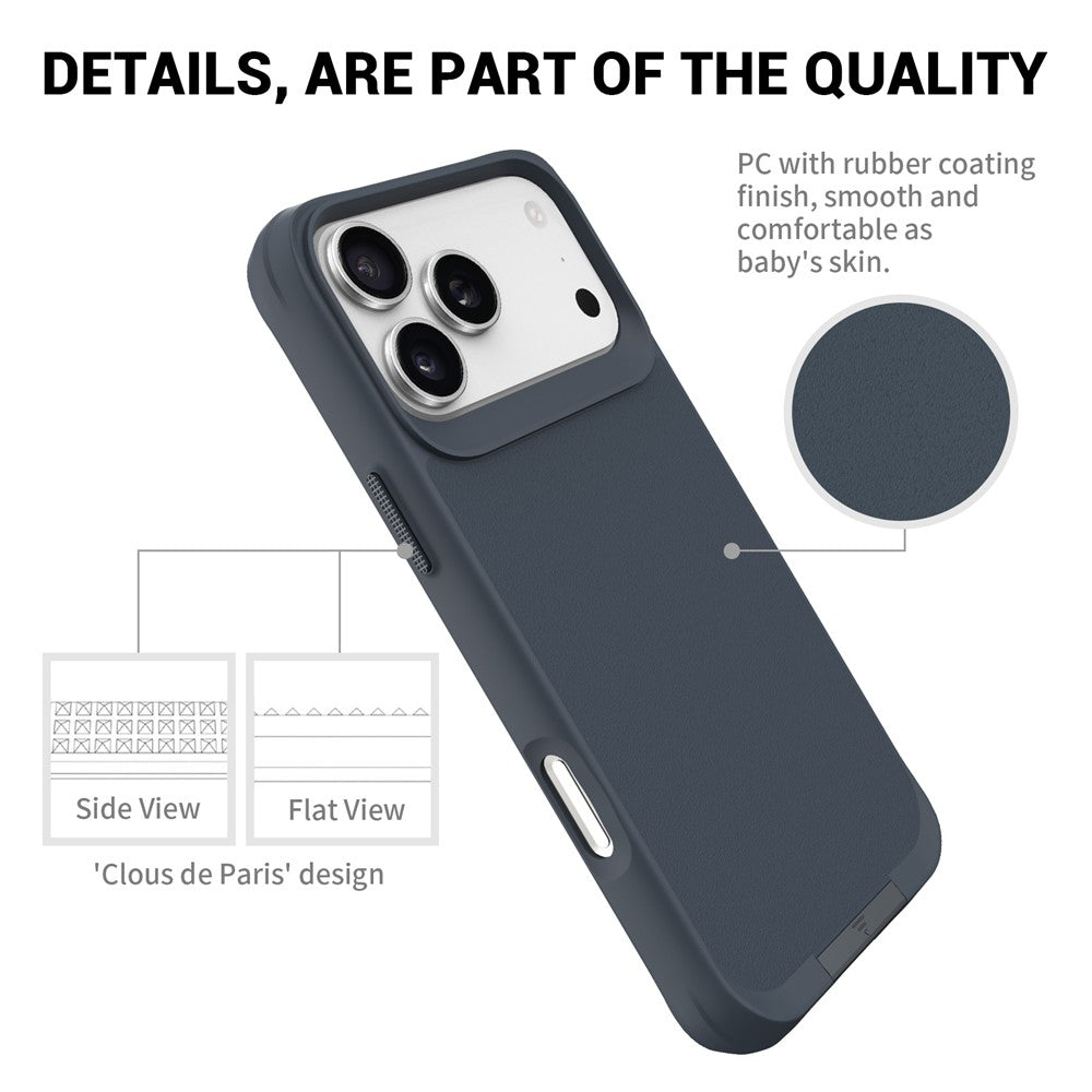 For iPhone 17 Pro Max Magnetic Case PC + TPU Phone Cover with Hidden Kickstand - Grey Blue