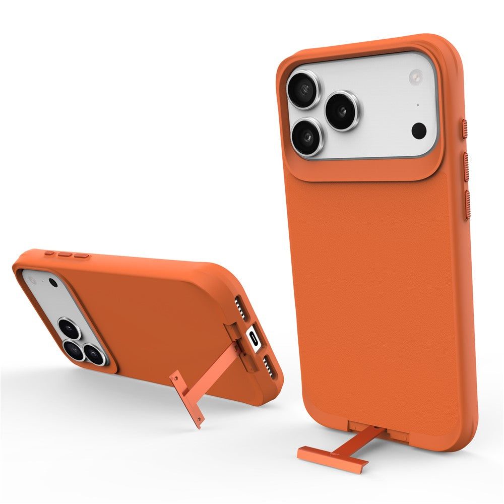 For iPhone 17 Pro Max Magnetic Case PC + TPU Phone Cover with Hidden Kickstand - Orange