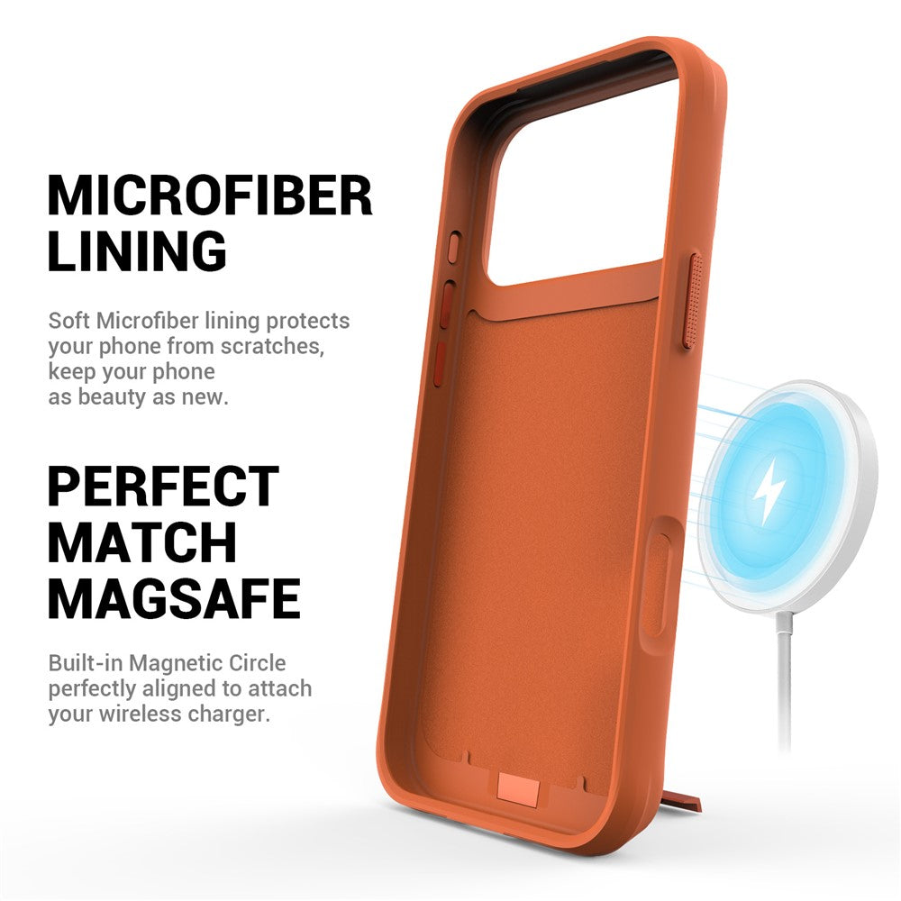 For iPhone 17 Pro Max Magnetic Case PC + TPU Phone Cover with Hidden Kickstand - Orange