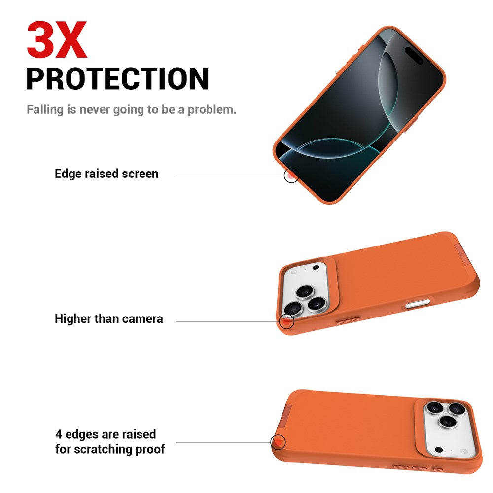 For iPhone 17 Pro Max Magnetic Case PC + TPU Phone Cover with Hidden Kickstand - Orange