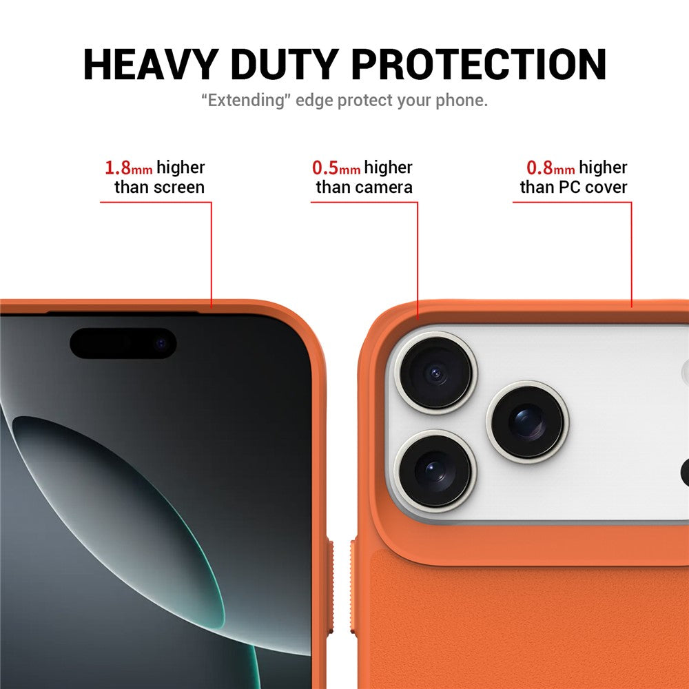 For iPhone 17 Pro Max Magnetic Case PC + TPU Phone Cover with Hidden Kickstand - Orange
