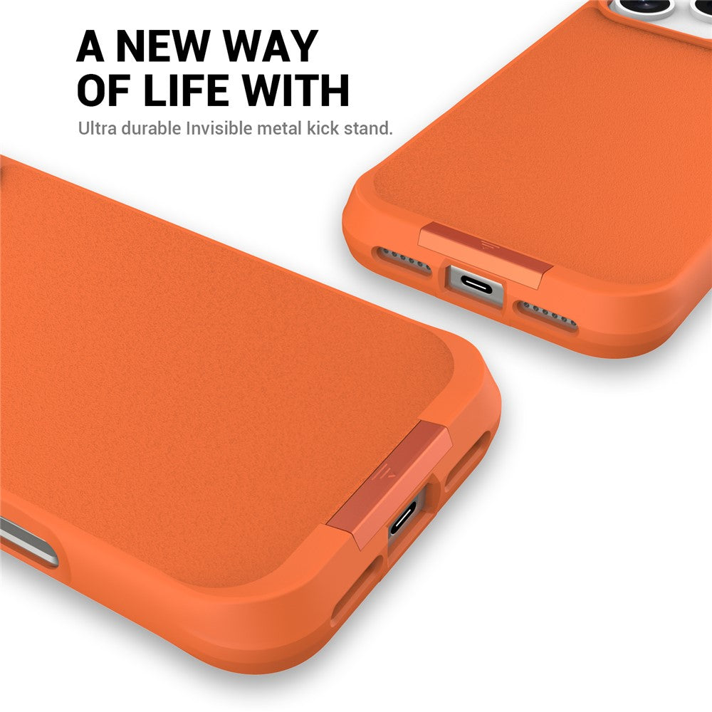 For iPhone 17 Pro Max Magnetic Case PC + TPU Phone Cover with Hidden Kickstand - Orange