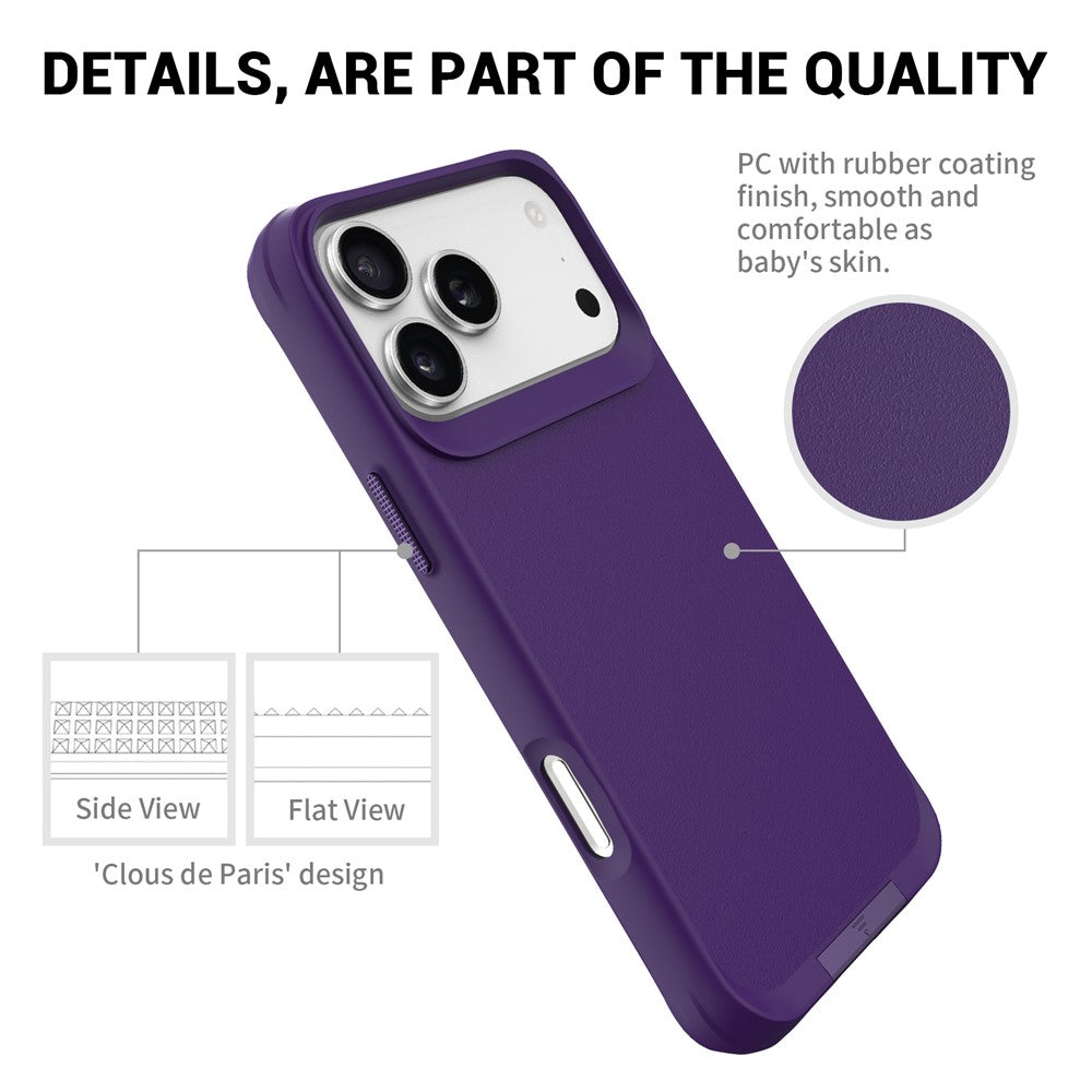 For iPhone 17 Pro Max Magnetic Case PC + TPU Phone Cover with Hidden Kickstand - Purple