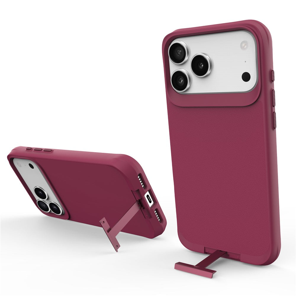 For iPhone 17 Pro Max Magnetic Case PC + TPU Phone Cover with Hidden Kickstand - Red