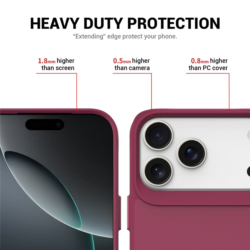 For iPhone 17 Pro Max Magnetic Case PC + TPU Phone Cover with Hidden Kickstand - Red