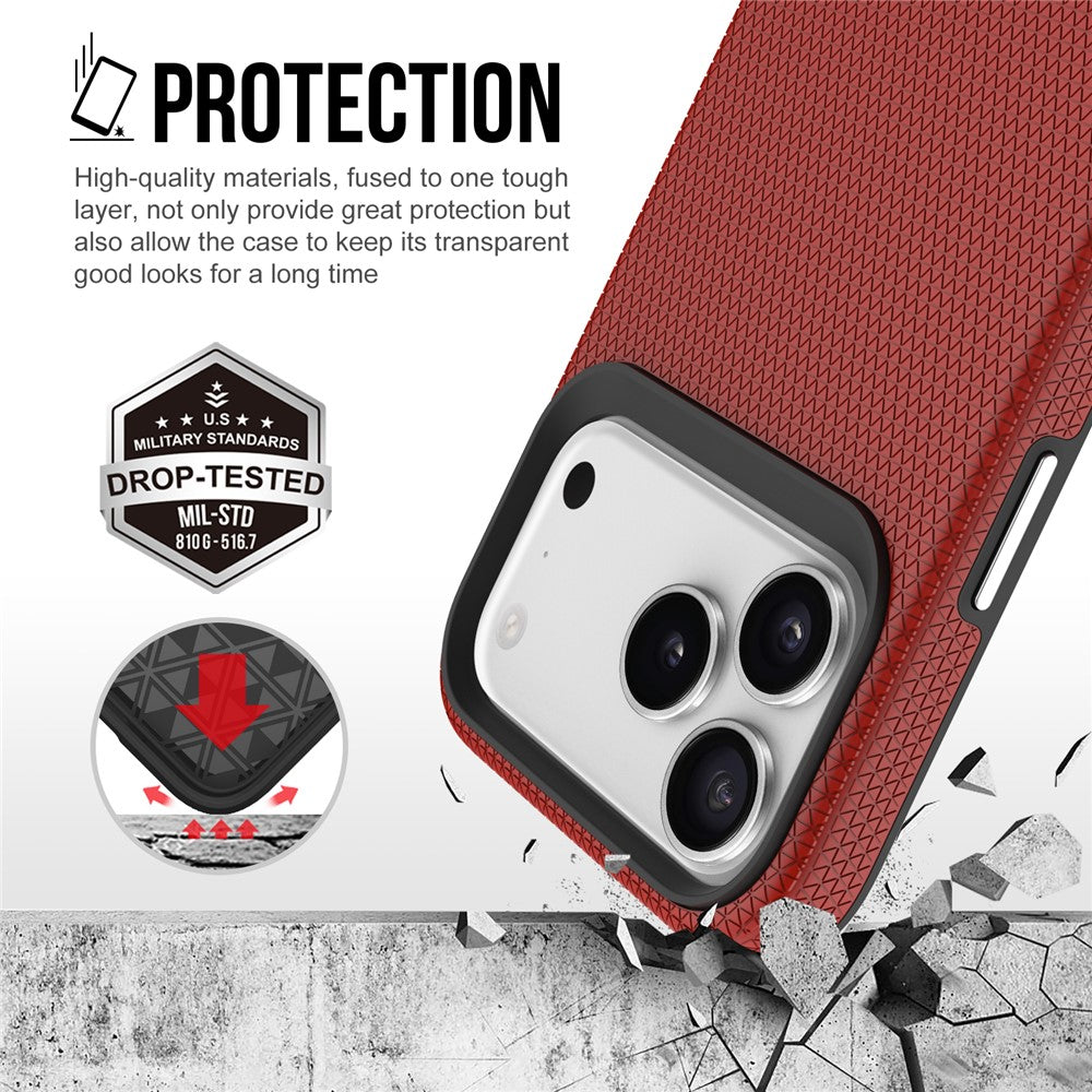 For iPhone 17 Pro Max Case TPU + PC Four Corner Anti-Drop Phone Cover - Red