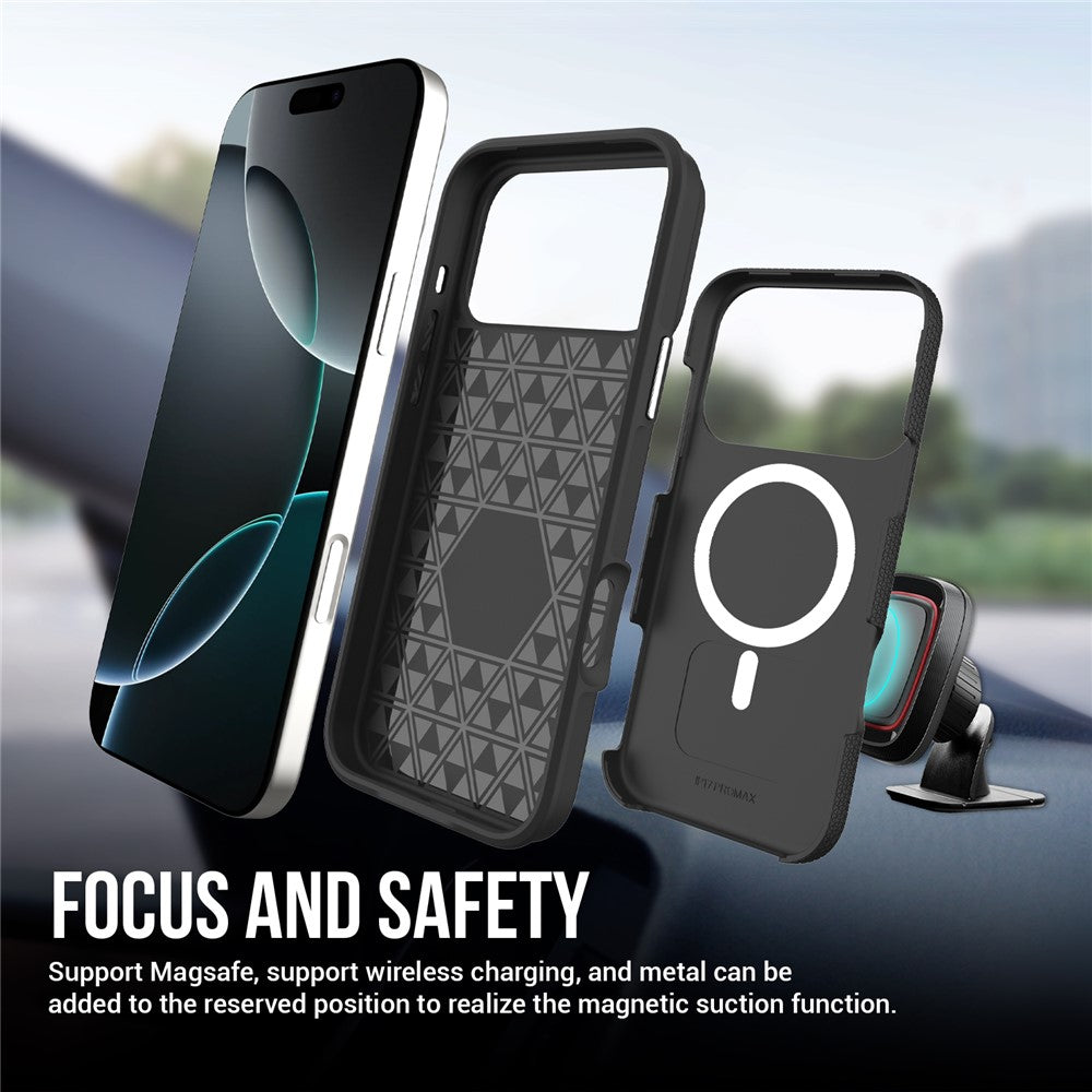 For iPhone 17 Pro Max Case Compatible with MagSafe Protective TPU+PC Phone Cover - Black
