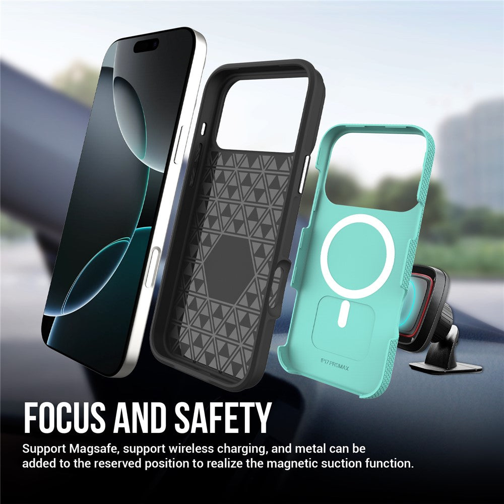 For iPhone 17 Pro Max Case Compatible with MagSafe Protective TPU+PC Phone Cover - Mint Green