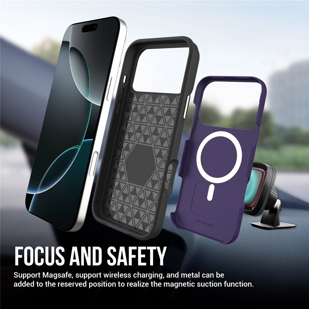 For iPhone 17 Pro Max Case Compatible with MagSafe Protective TPU+PC Phone Cover - Purple