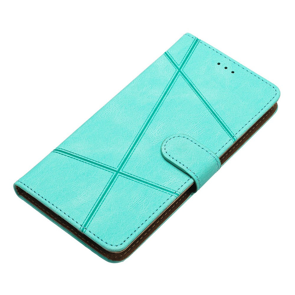 For iPhone 17 Pro Max Wallet Case Line Imprinted Skin-Touch Leather Flip Phone Cover - Green