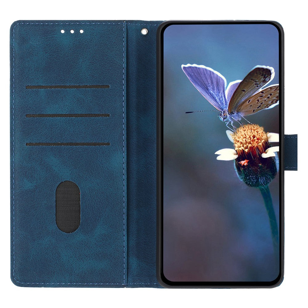 For iPhone 17 Pro Max Case Wallet Stand Imprinted Triangle Pattern Leather Phone Flip Cover - Blue