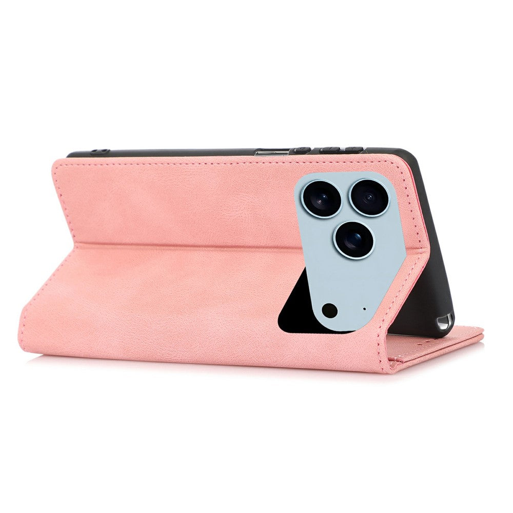 For iPhone 17 Pro Max Case Wallet Magnetic Closing Leather Flip Phone Cover - Rose Gold