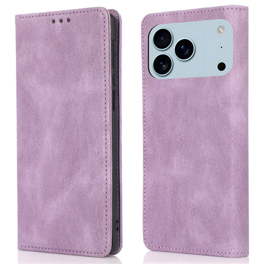 For iPhone 17 Pro Max Case Wallet Magnetic Closing Leather Flip Phone Cover - Purple