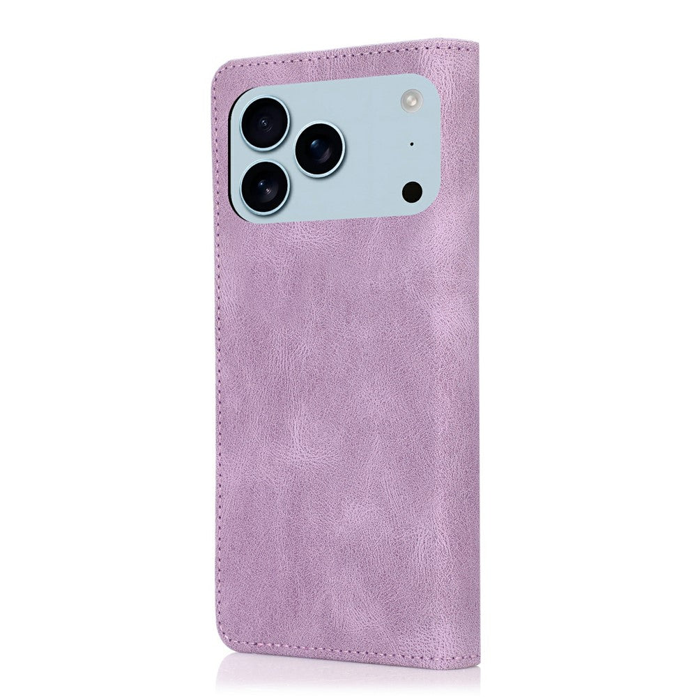 For iPhone 17 Pro Max Case Wallet Magnetic Closing Leather Flip Phone Cover - Purple