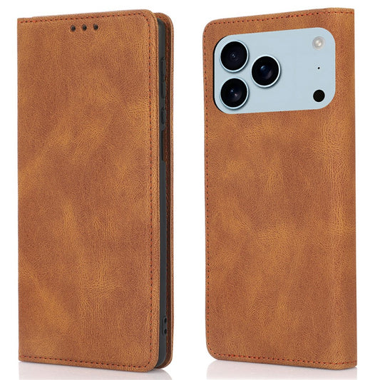 For iPhone 17 Pro Max Case Wallet Magnetic Closing Leather Flip Phone Cover - Brown