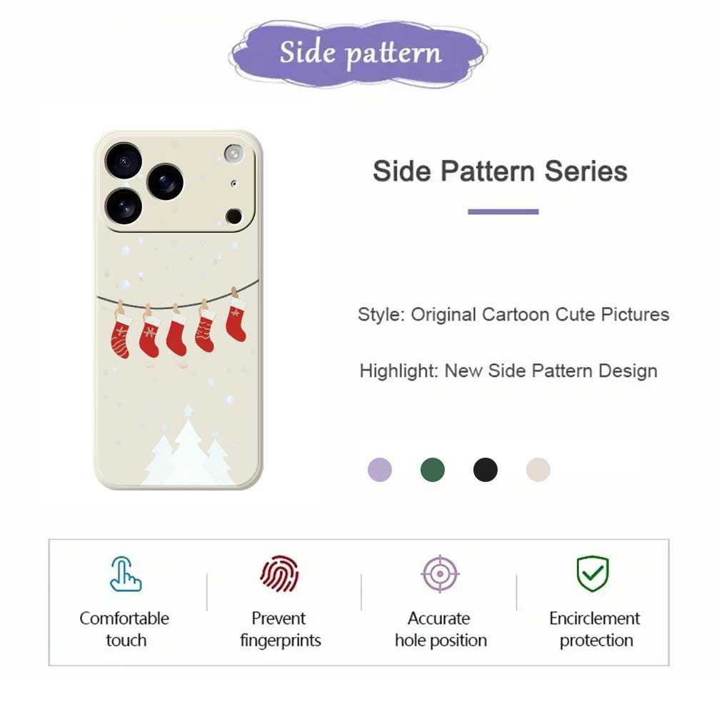 For iPhone 17 Pro Max Case Christmas Stockings Pattern Printing Straight Edge TPU Phone Back Cover - Green