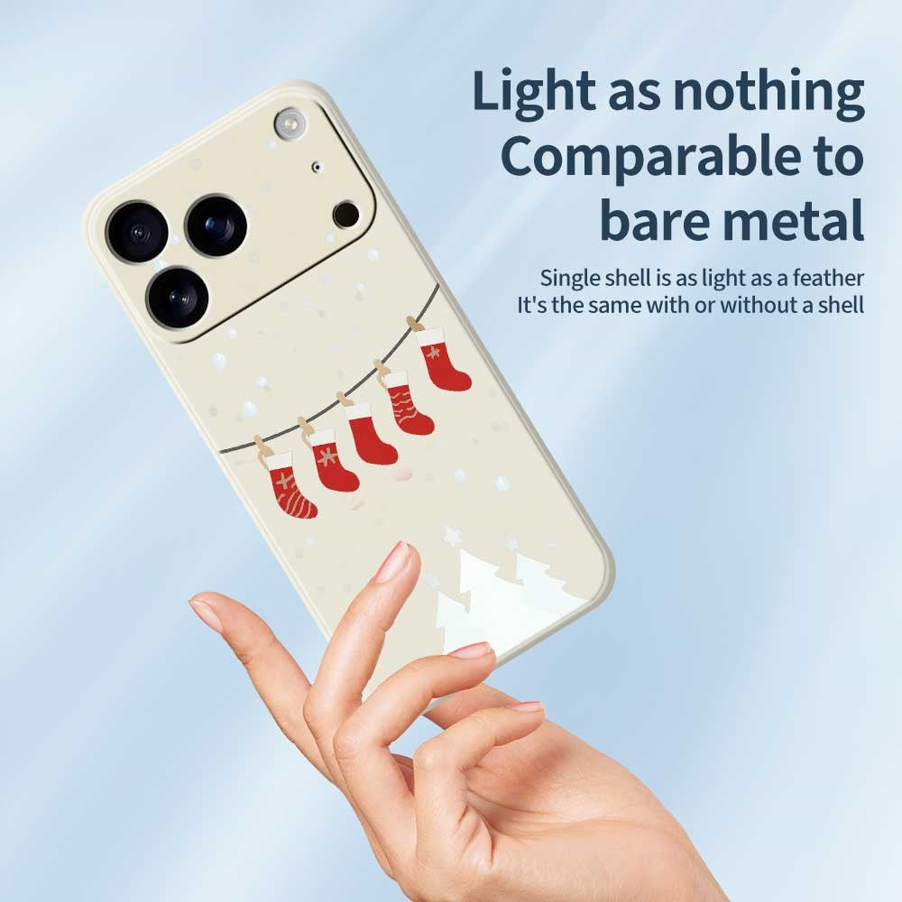 For iPhone 17 Pro Max Case Christmas Stockings Pattern Printing Straight Edge TPU Phone Back Cover - Green