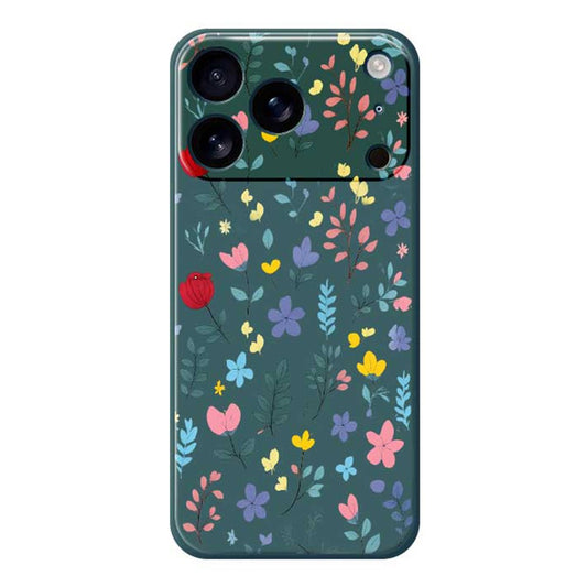 For iPhone 17 Pro Max Case Colorful Flower Branches Pattern Printing Straight Edge TPU Phone Back Cover - Green