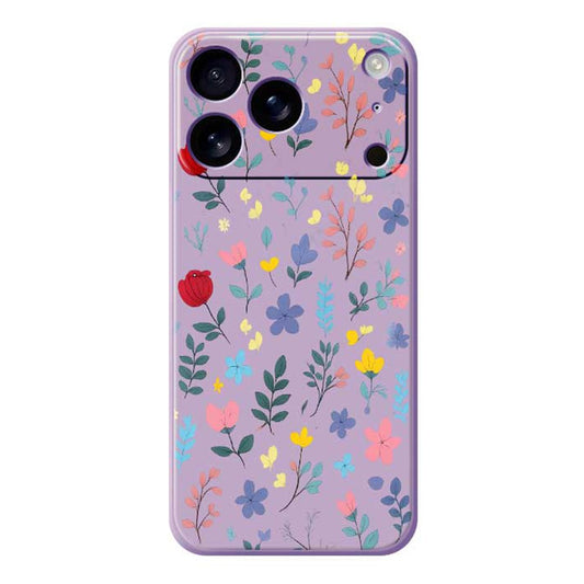 For iPhone 17 Pro Max Case Colorful Flower Branches Pattern Printing Straight Edge TPU Phone Back Cover - Purple
