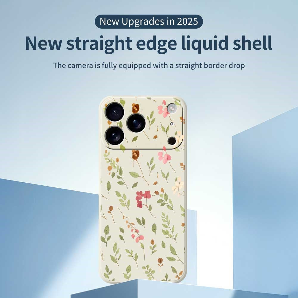 For iPhone 17 Pro Max Case Small Flower Leaves Pattern Printing Straight Edge TPU Phone Back Cover - Green