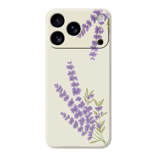 For iPhone 17 Pro Max Case Lavender Pattern Printing Straight Edge TPU Phone Back Cover - Beige