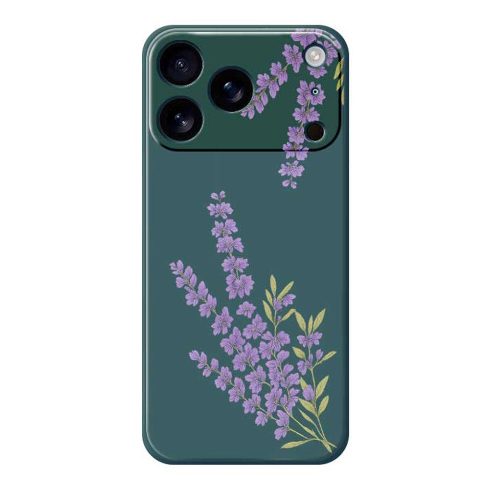 For iPhone 17 Pro Max Case Lavender Pattern Printing Straight Edge TPU Phone Back Cover - Green