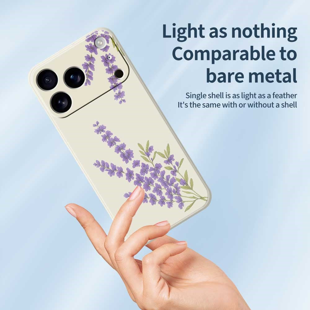 For iPhone 17 Pro Max Case Lavender Pattern Printing Straight Edge TPU Phone Back Cover - Green