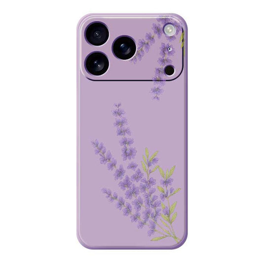 For iPhone 17 Pro Max Case Lavender Pattern Printing Straight Edge TPU Phone Back Cover - Purple