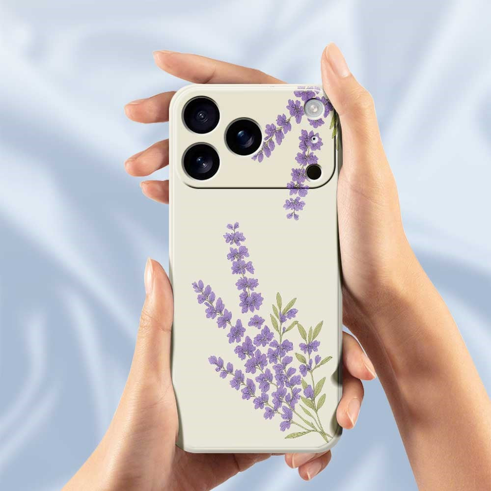 lavender flower phone case For iPhone 17 Pro Max Case Lavender Pattern Printing Straight Edge TPU Phone Back Cover