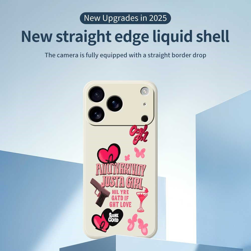 For iPhone 17 Pro Max Case Pink Elements Pattern Printing Straight Edge TPU Phone Back Cover - Black