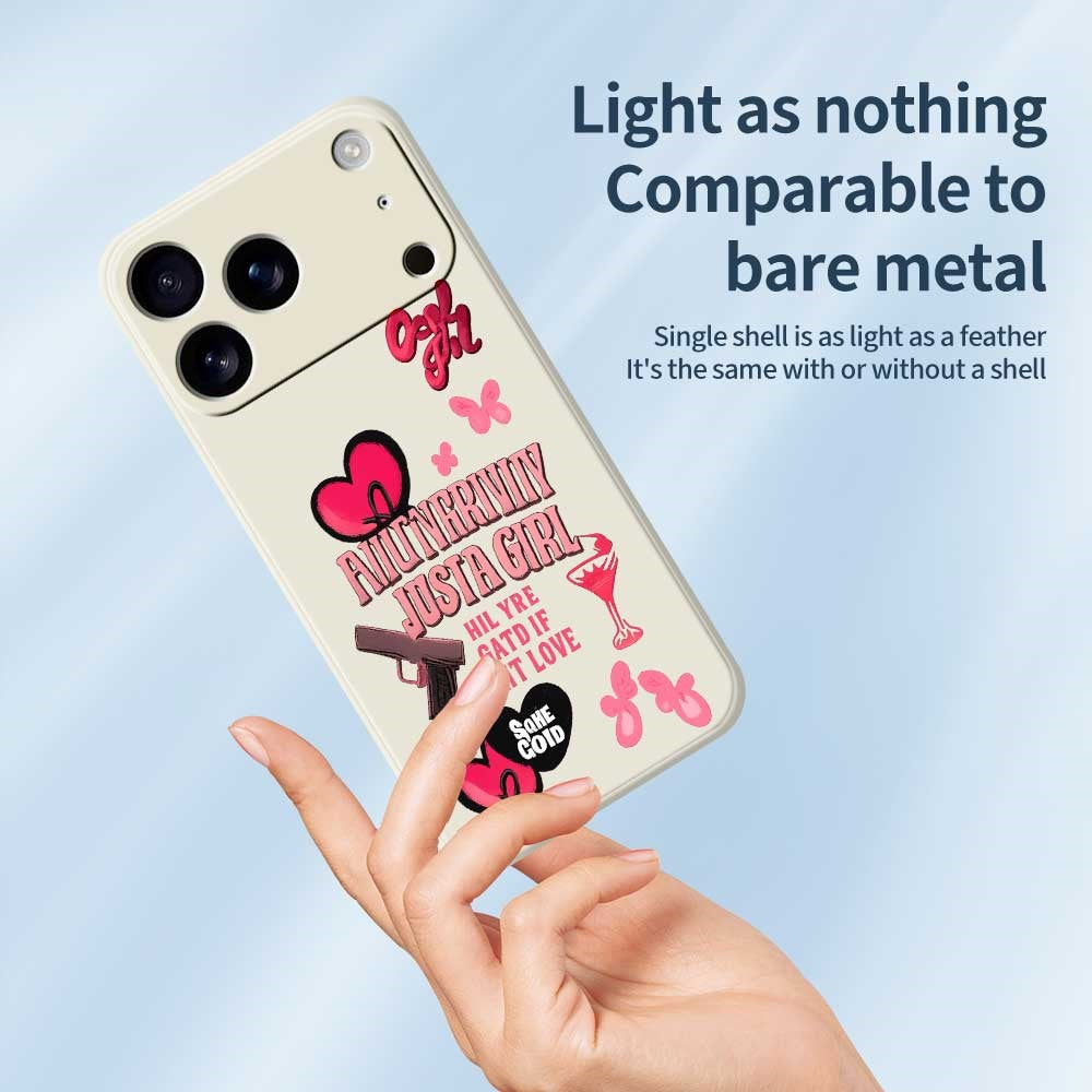 For iPhone 17 Pro Max Case Pink Elements Pattern Printing Straight Edge TPU Phone Back Cover - Black