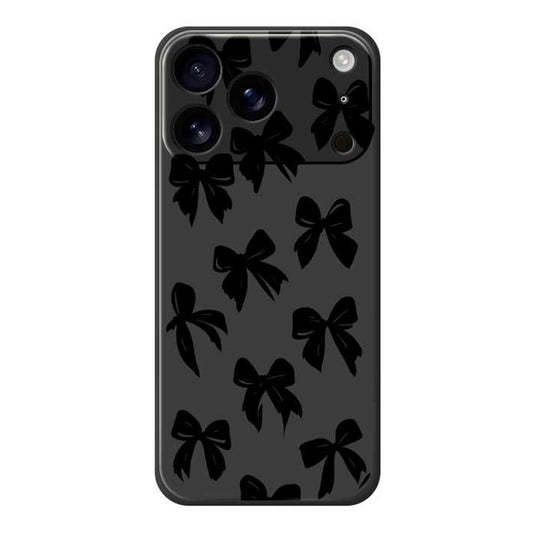 For iPhone 17 Pro Max Case Black Bow Pattern Printing Straight Edge TPU Phone Back Cover - Black