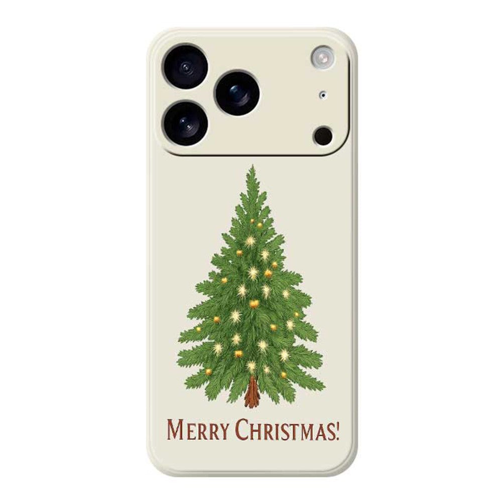 For iPhone 17 Pro Max Case Christmas Tree Pattern Printing Straight Edge TPU Phone Back Cover - Beige