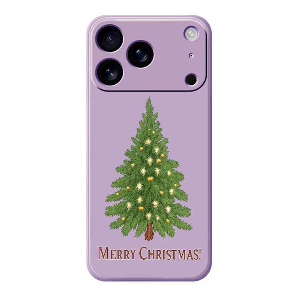 For iPhone 17 Pro Max Case Christmas Tree Pattern Printing Straight Edge TPU Phone Back Cover - Purple